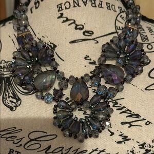 Elegant Blue Crystal Statement Necklace